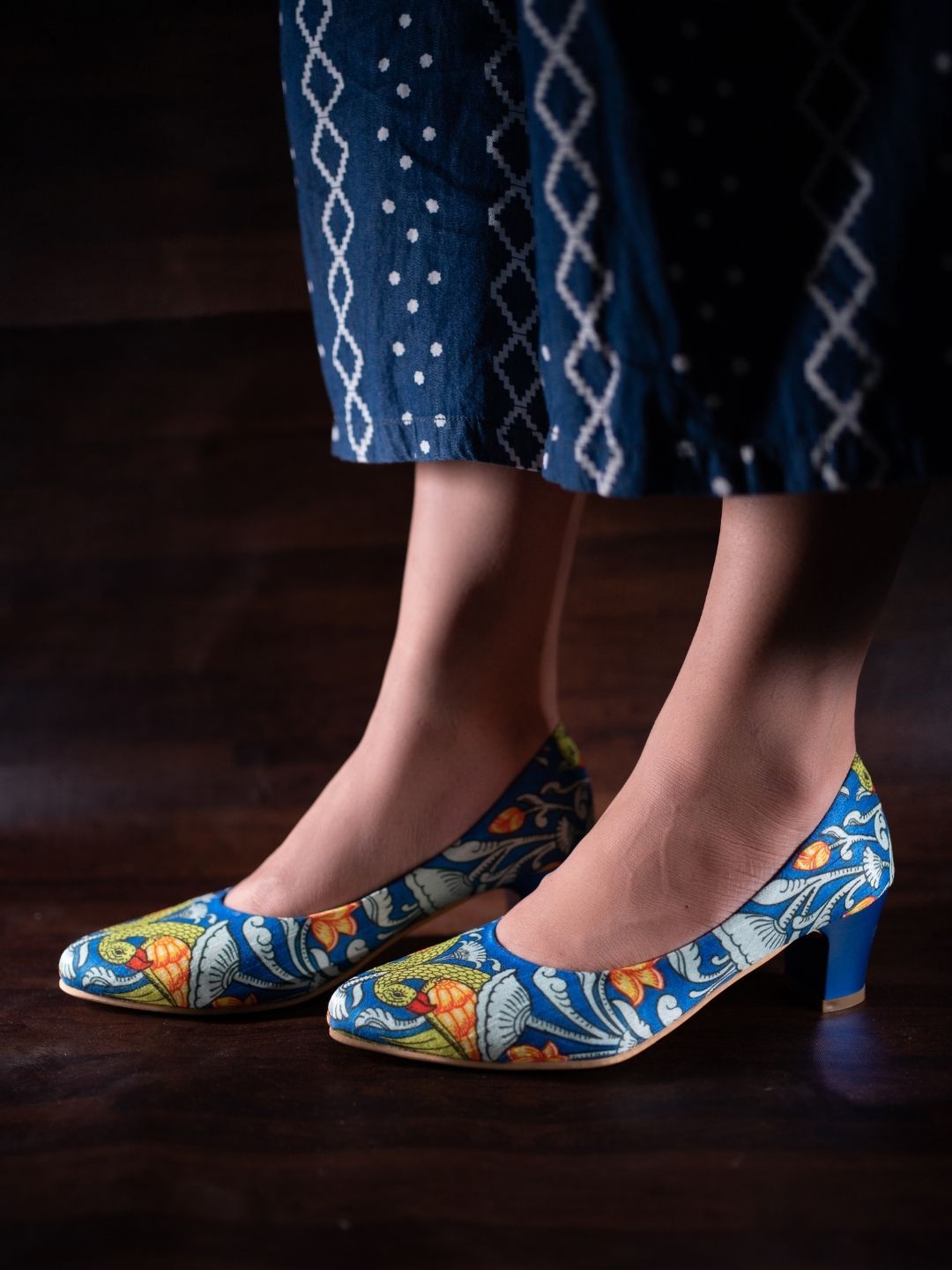 Ocean Of Nature Pattachitra Block Heels