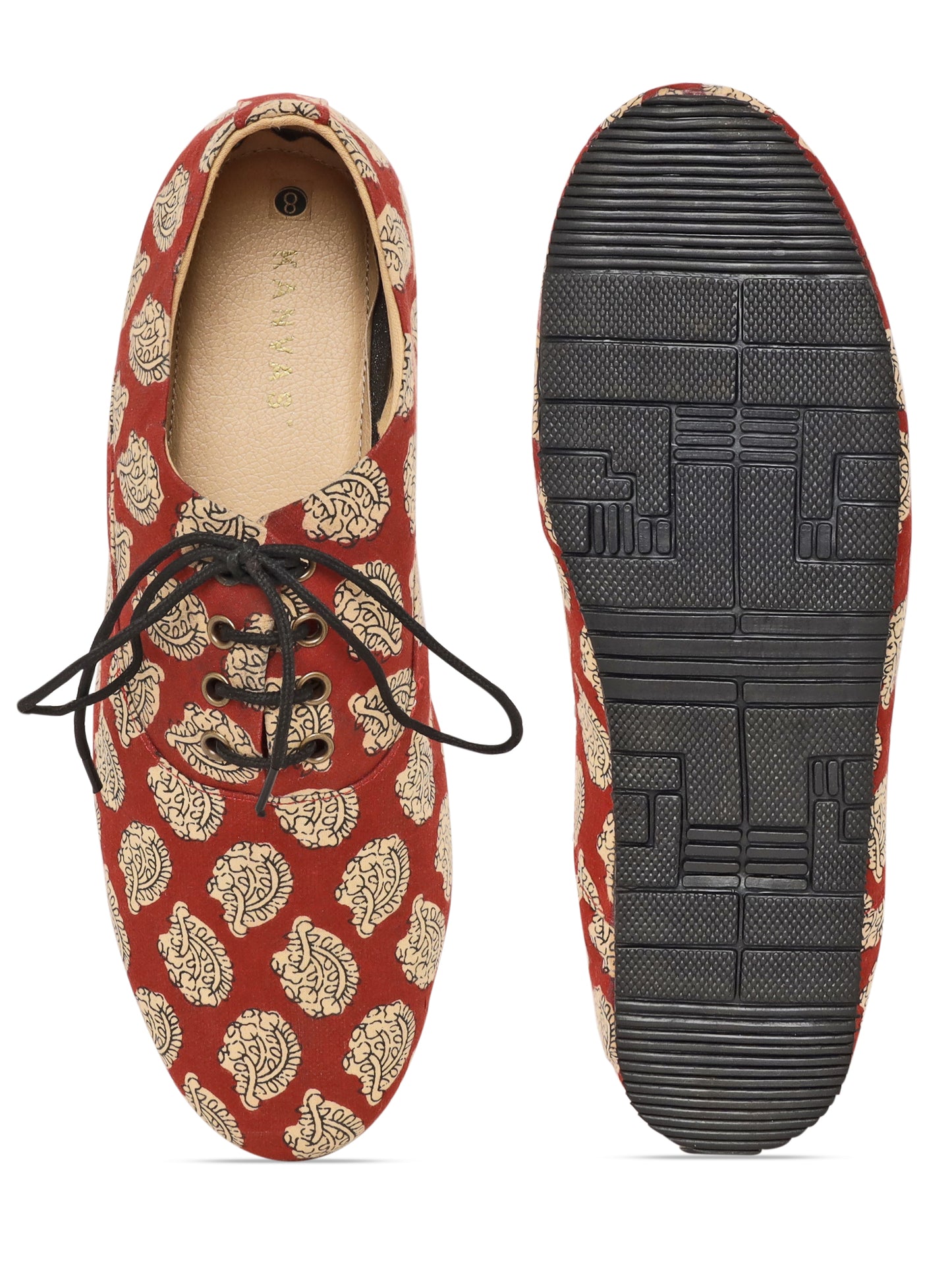 Rust Brown Block Print Unisex Oxfords