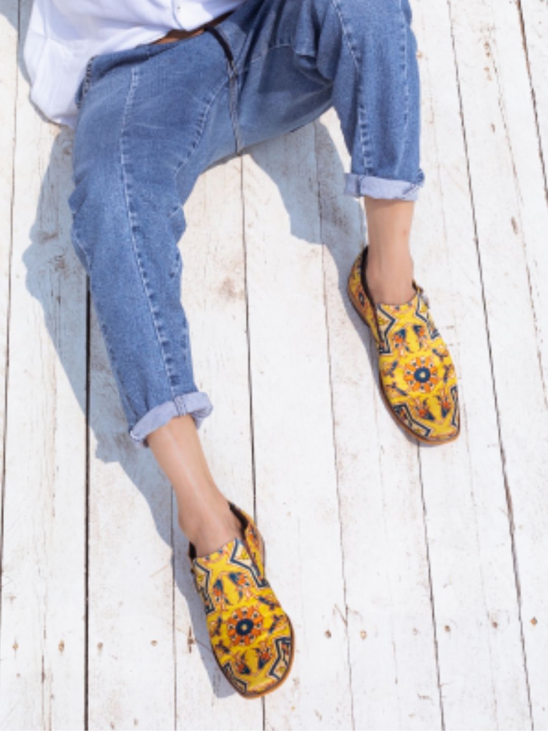 Yellow Buckle Up Loafers Shoes