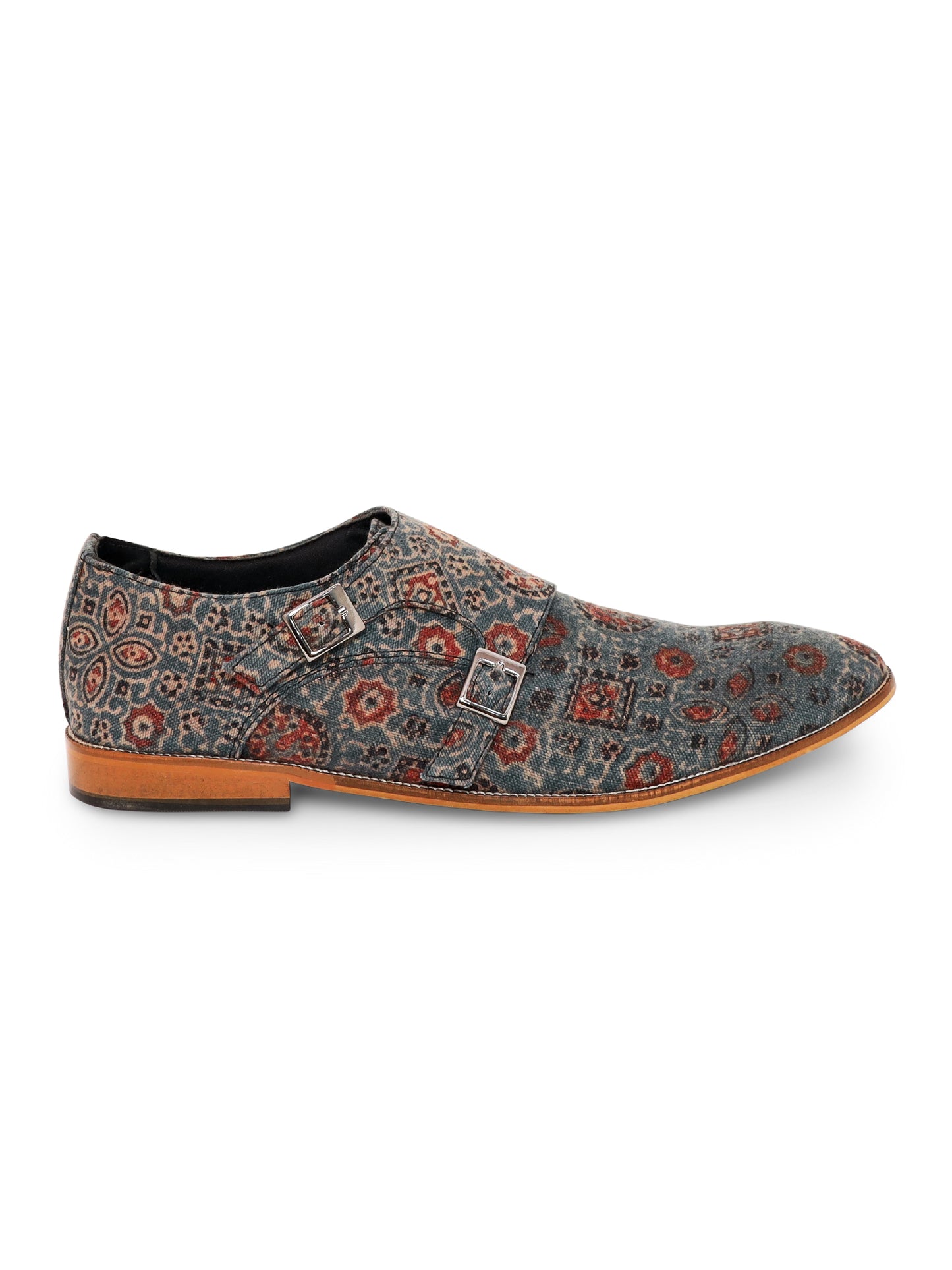 Blue Ajrakh Print Monk Shoes