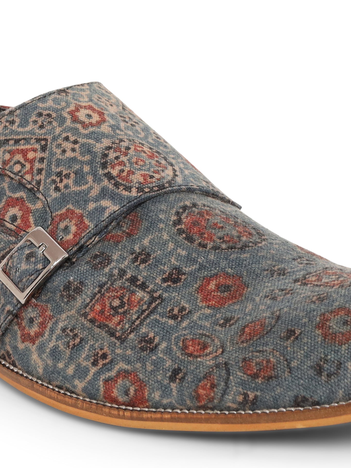 Blue Ajrakh Print Monk Shoes