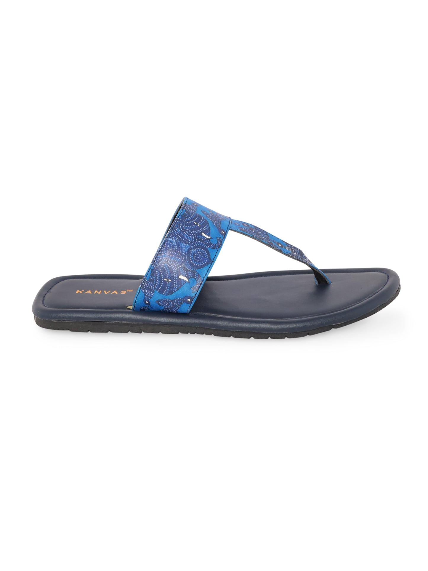 Royal Blue Bhil Art Chappals