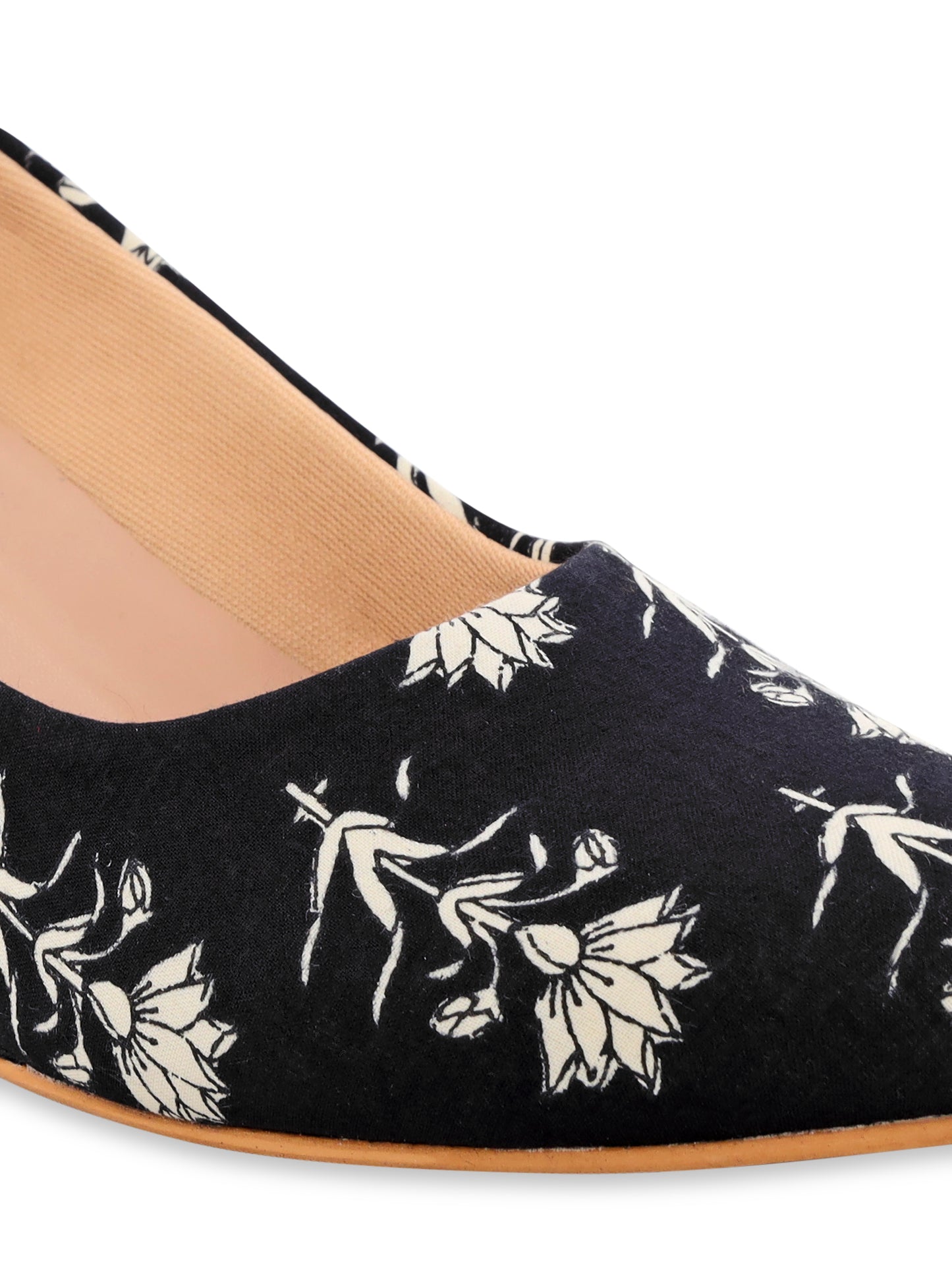 Black Block Print Wedges