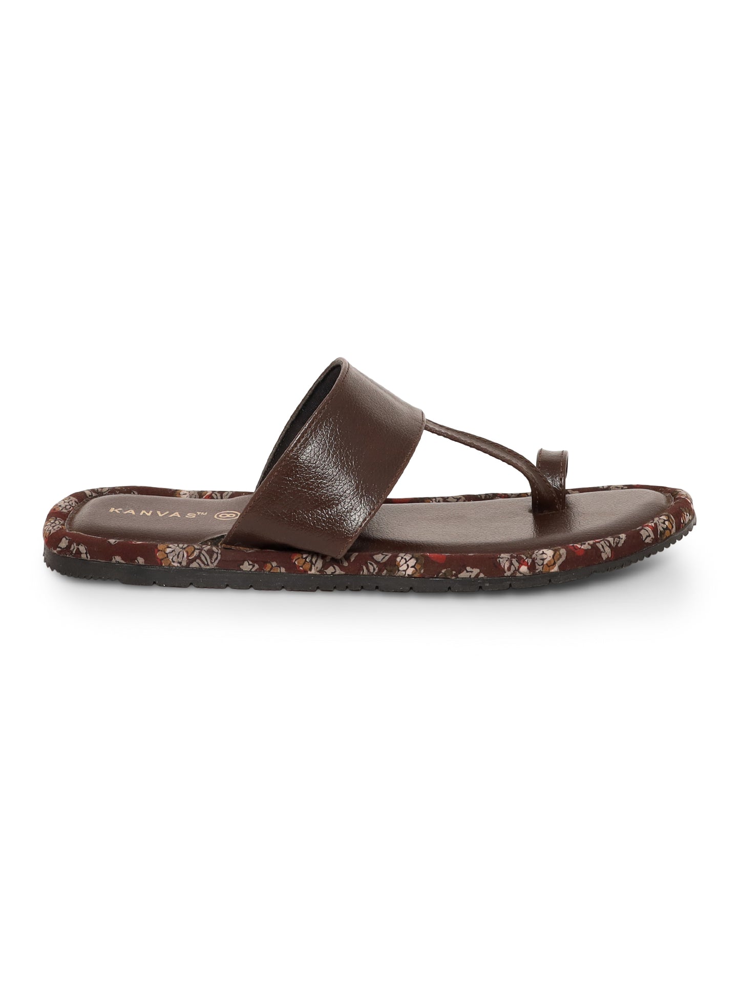 Designer Brown Block Print Chappals