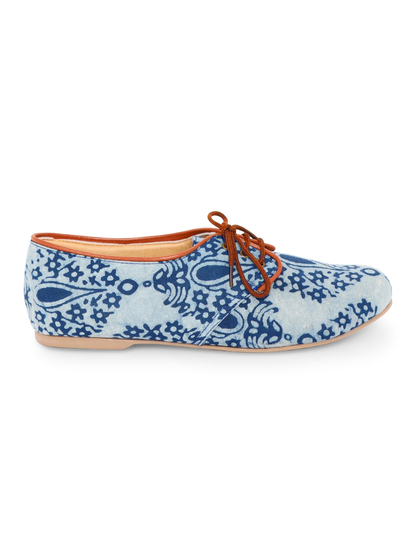 Blue Dabu Print Casual Oxfords