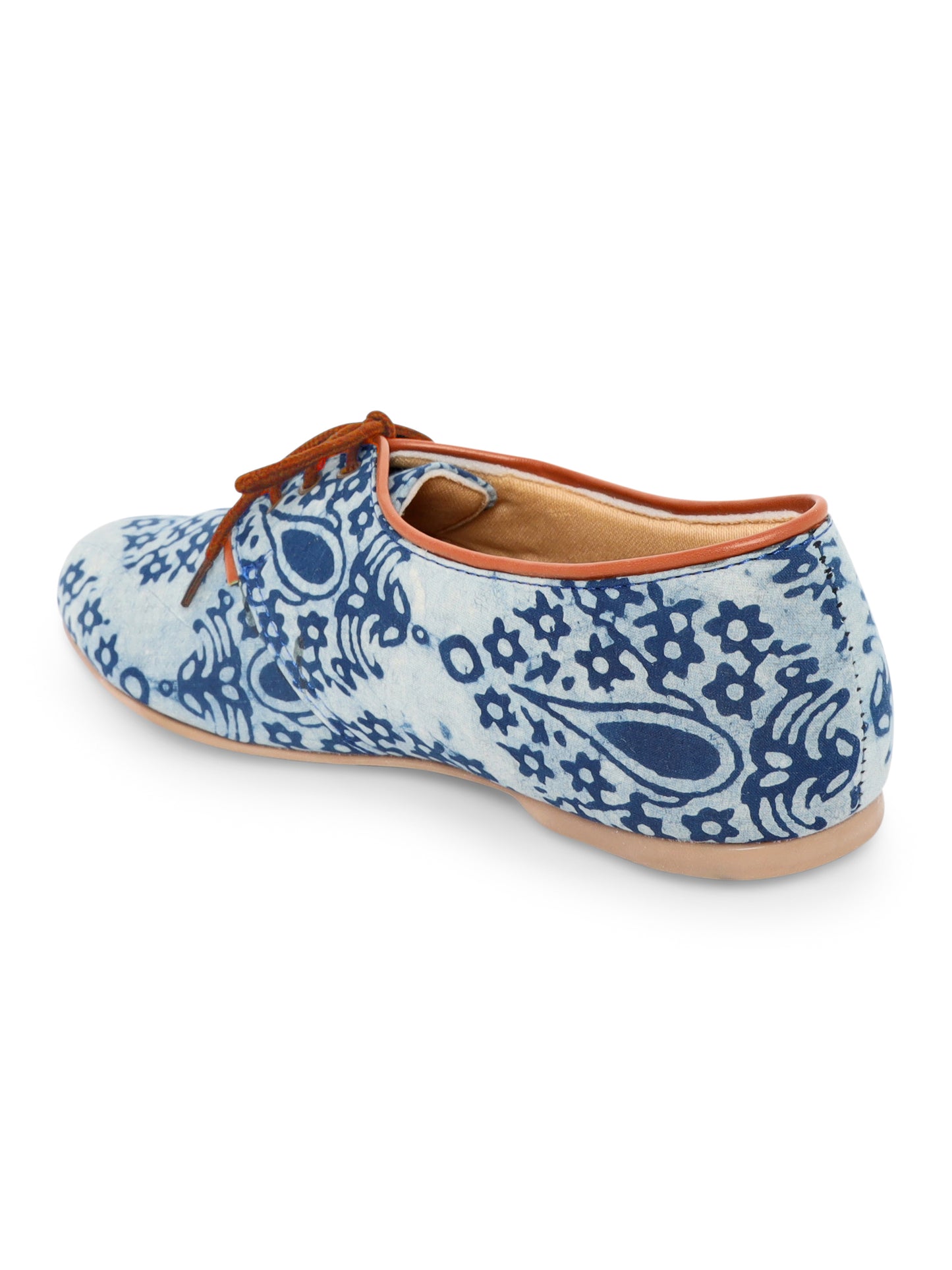 Blue Dabu Print Casual Oxfords