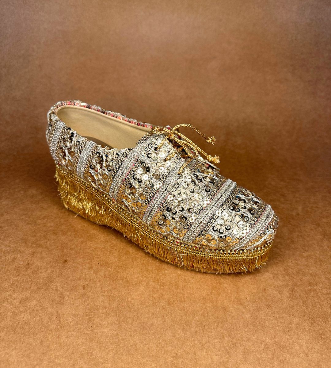Bling Gold High Heel Sneakers