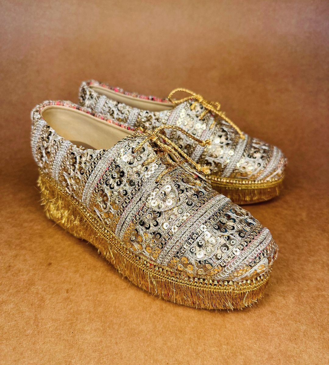 Bling Gold High Heel Sneakers