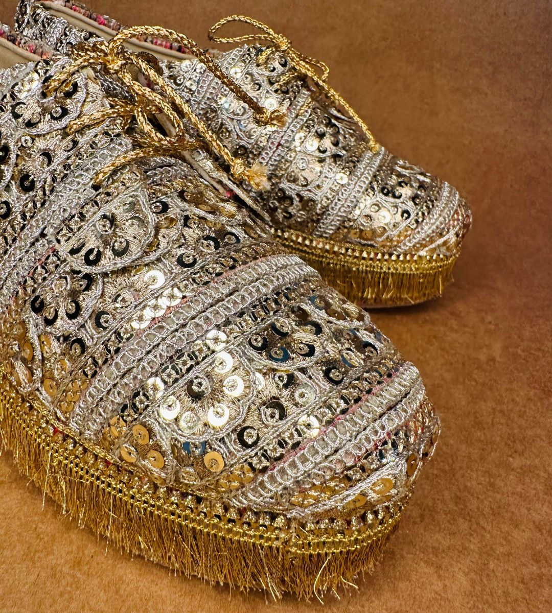 Bling Gold High Heel Sneakers