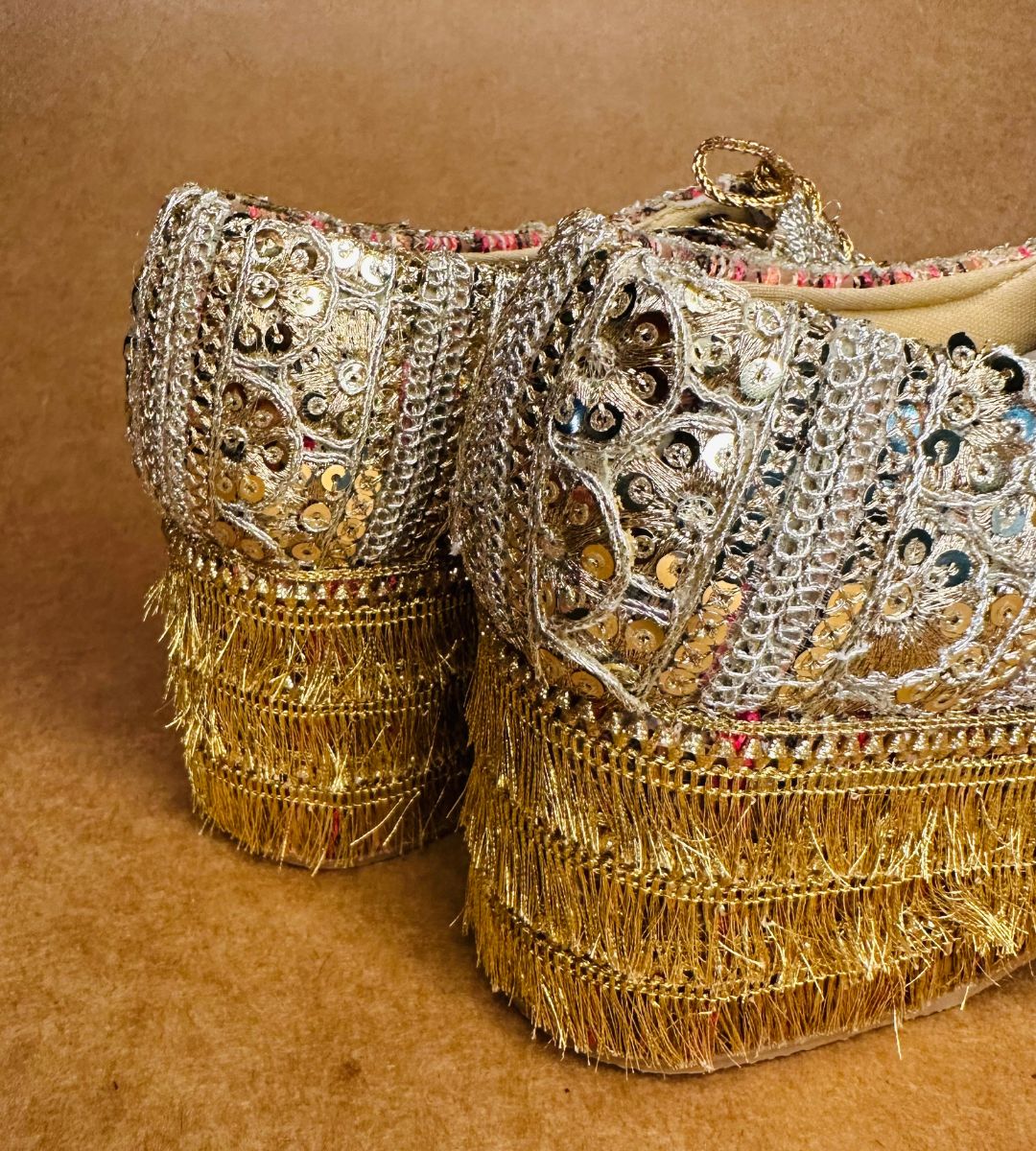Bling Gold High Heel Sneakers