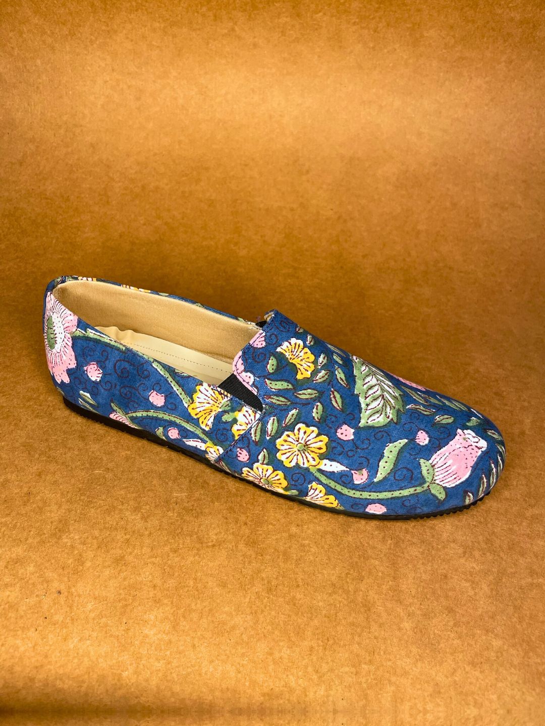 Blue Floral Moccasins