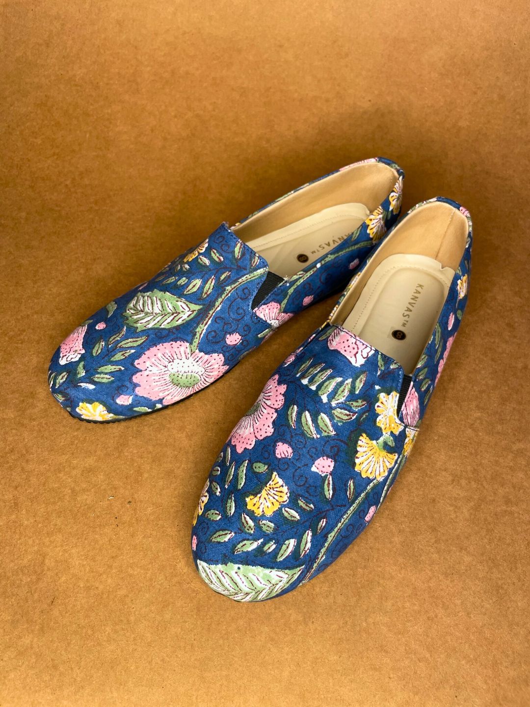 Blue Floral Moccasins
