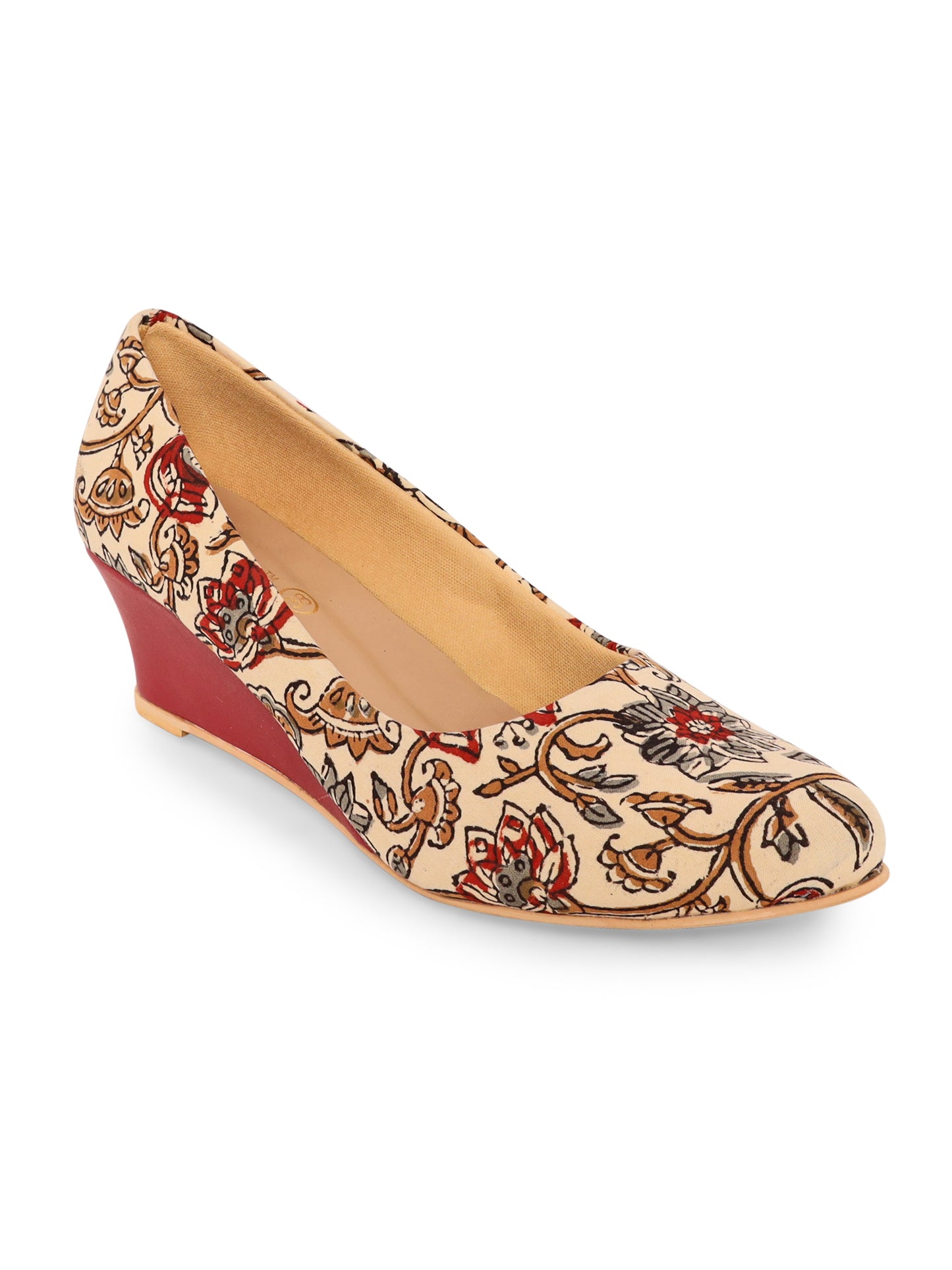 Maroon Kalamkari Art Print Wedges