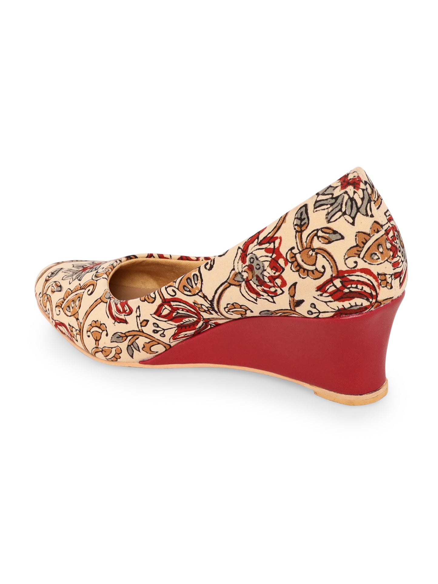 Maroon Kalamkari Art Print Wedges