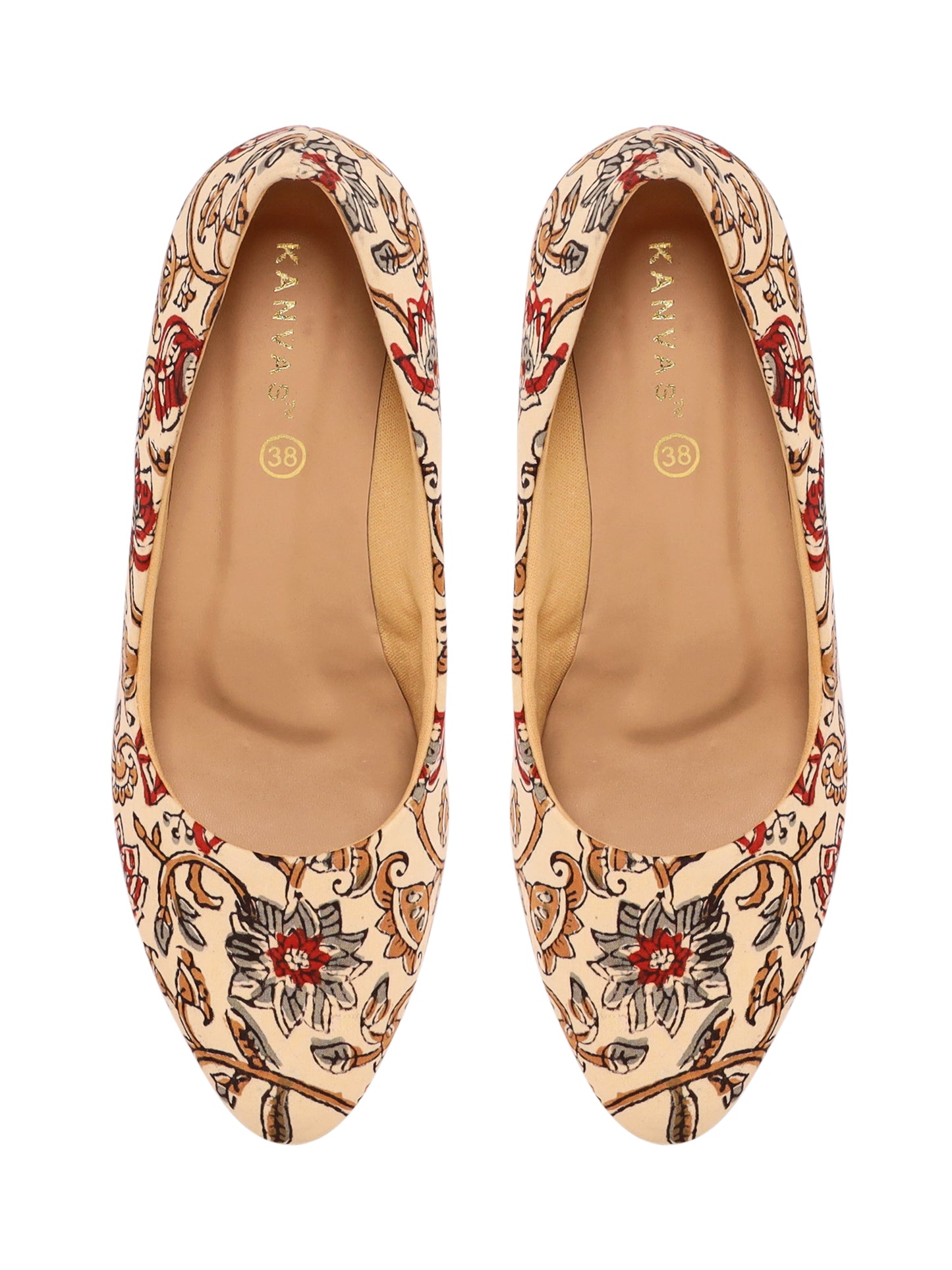 Maroon Kalamkari Art Print Wedges