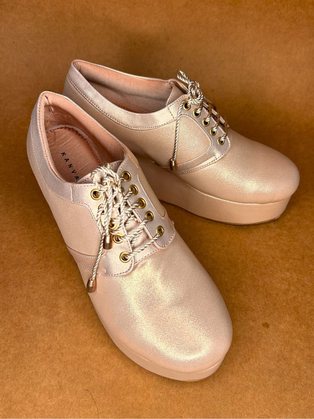 Rose Gold Sneakers with Wedges