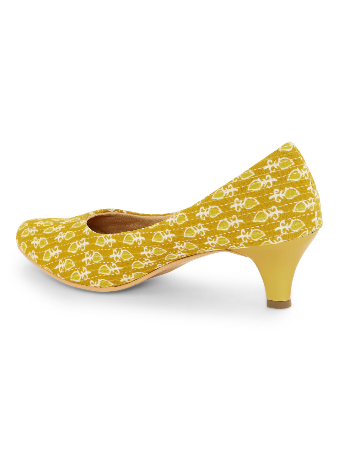 Subtle Yellow Block Print Kiiten Heels