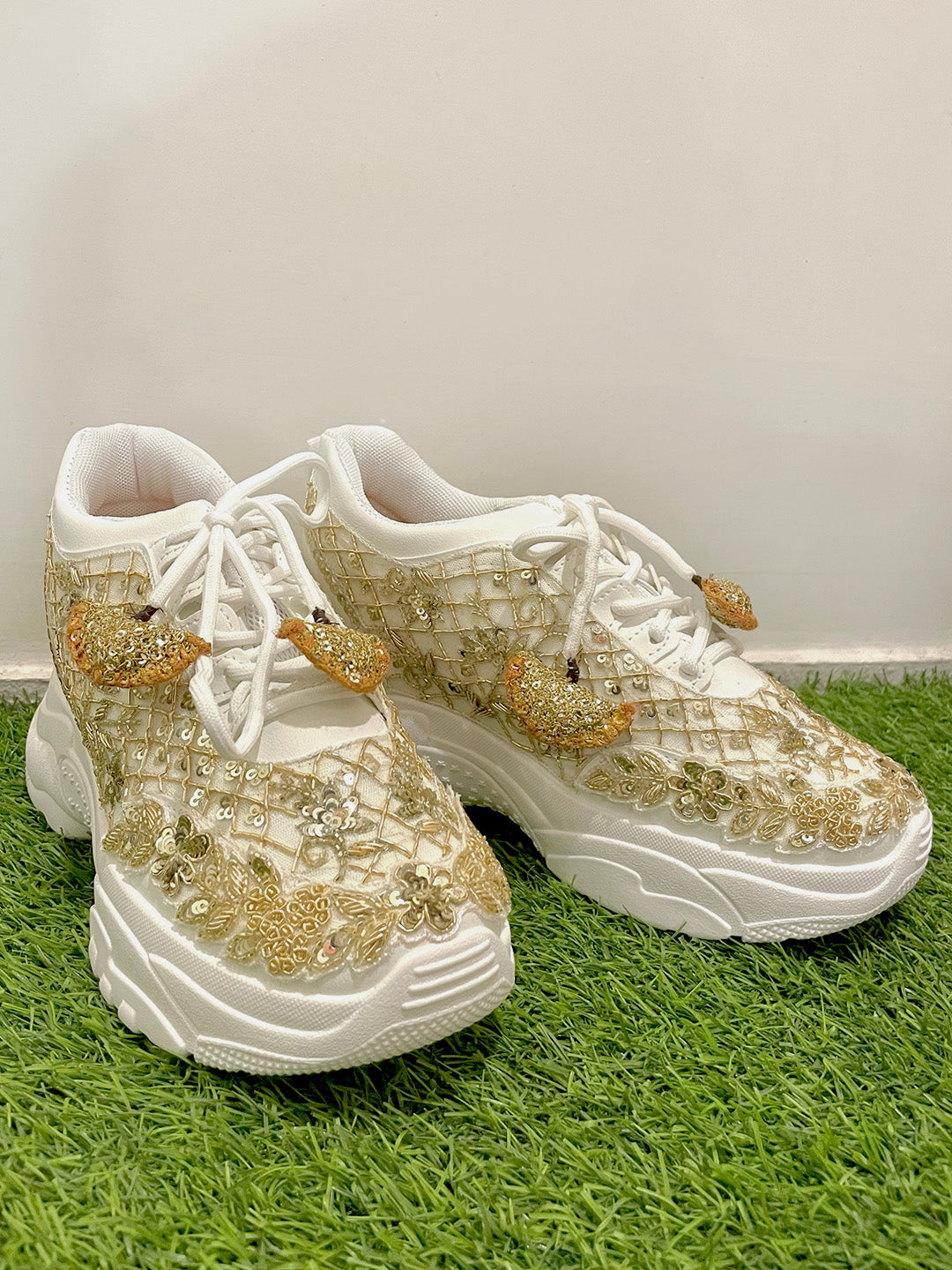 Gold Pro Max Perfect Bridal Sneakers
