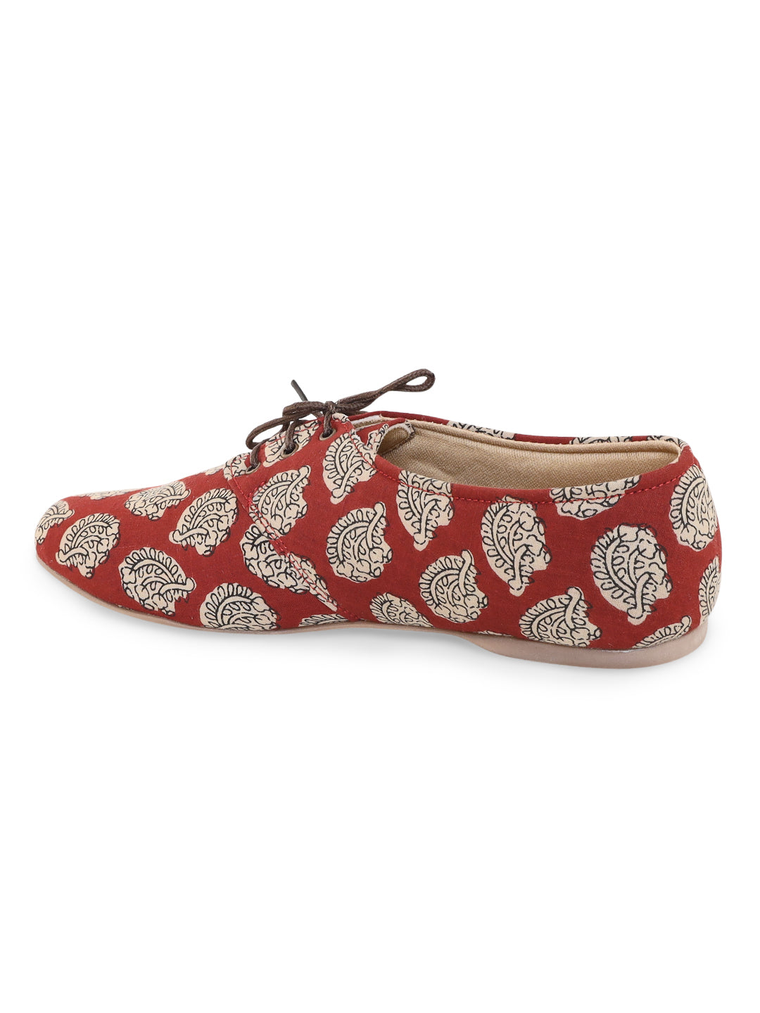 Muddy Brown Block Printed Oxford Shoes