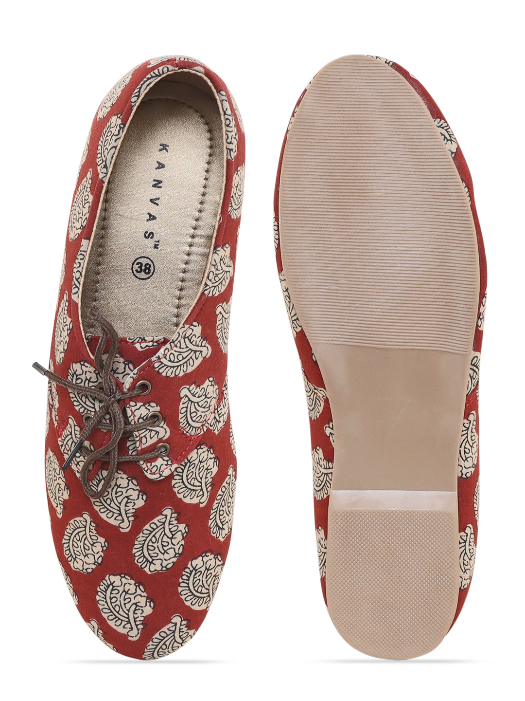 Muddy Brown Block Printed Oxford Shoes