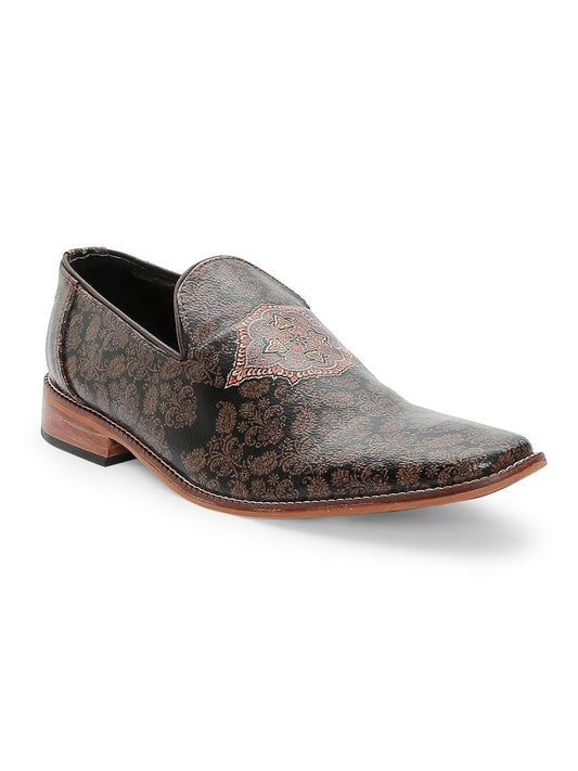 Black Traditional Vintage Print Loafers