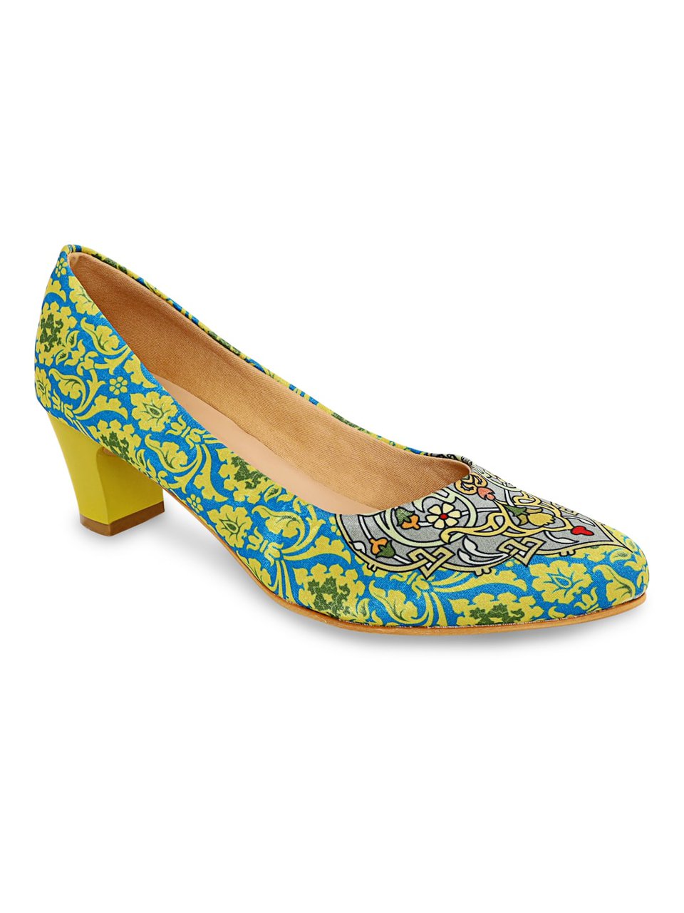 Yellow block heel online pumps