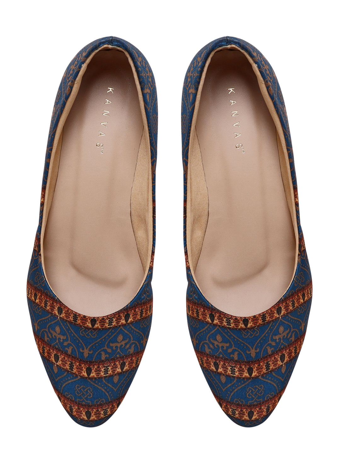 Navy Blue Mughal Kitten Heels Shoes