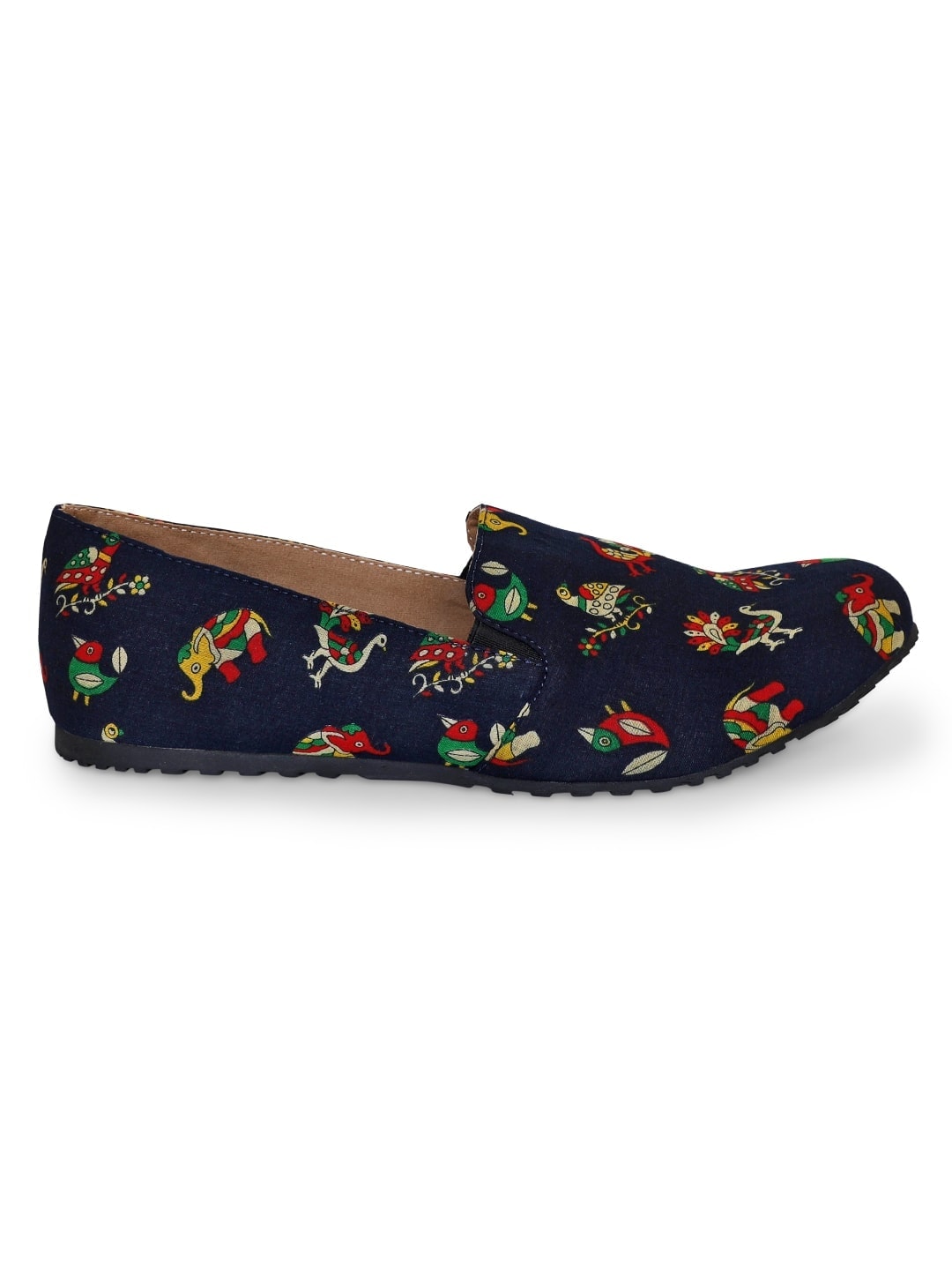Blue Indian Print Moccasin Shoes
