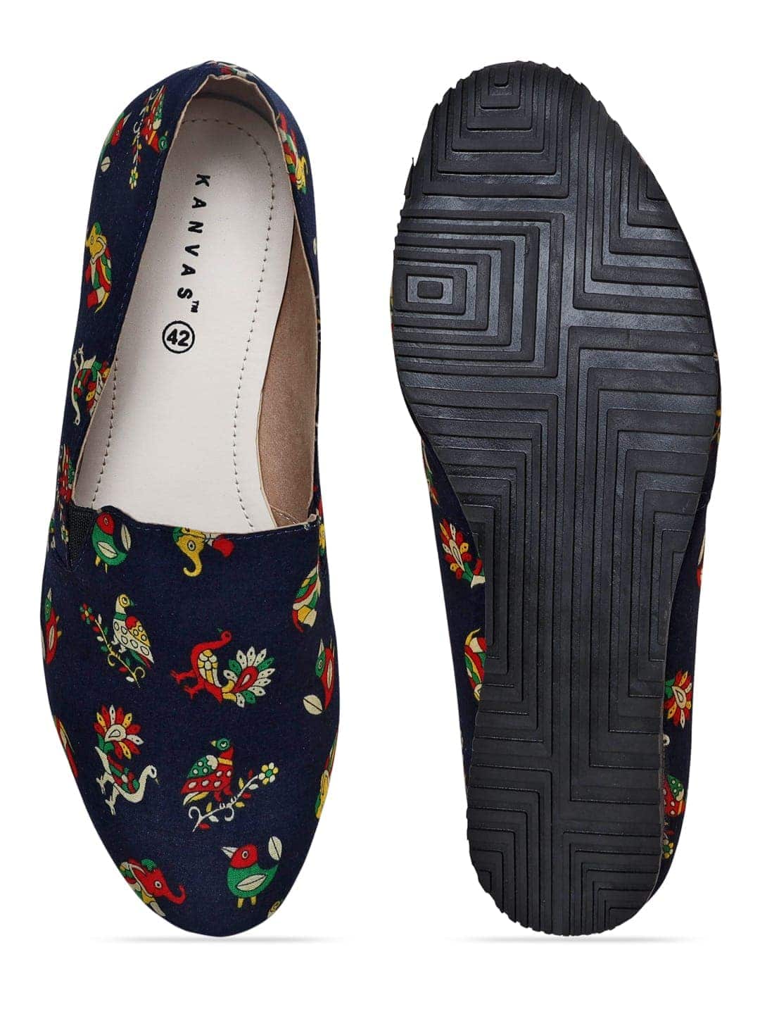 Blue Indian Print Moccasin Shoes