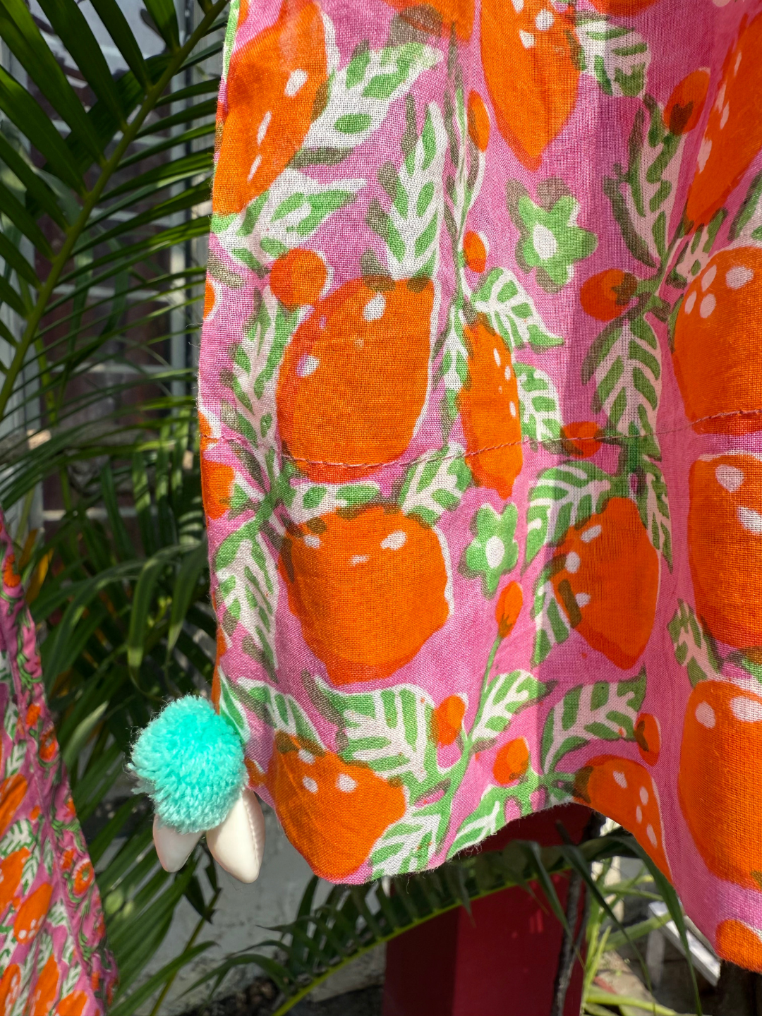 Girls Cotton Linen Co-ord Set - Orange Lemon Print