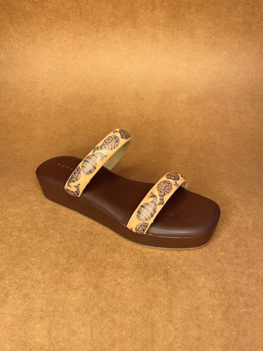 Yellow Bhil Art Slip Ons