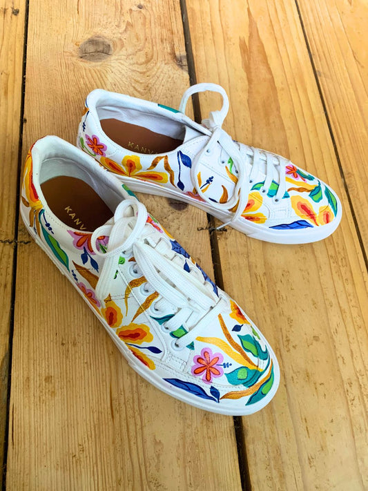 Multicolour Hand Painted Flat Sneakers