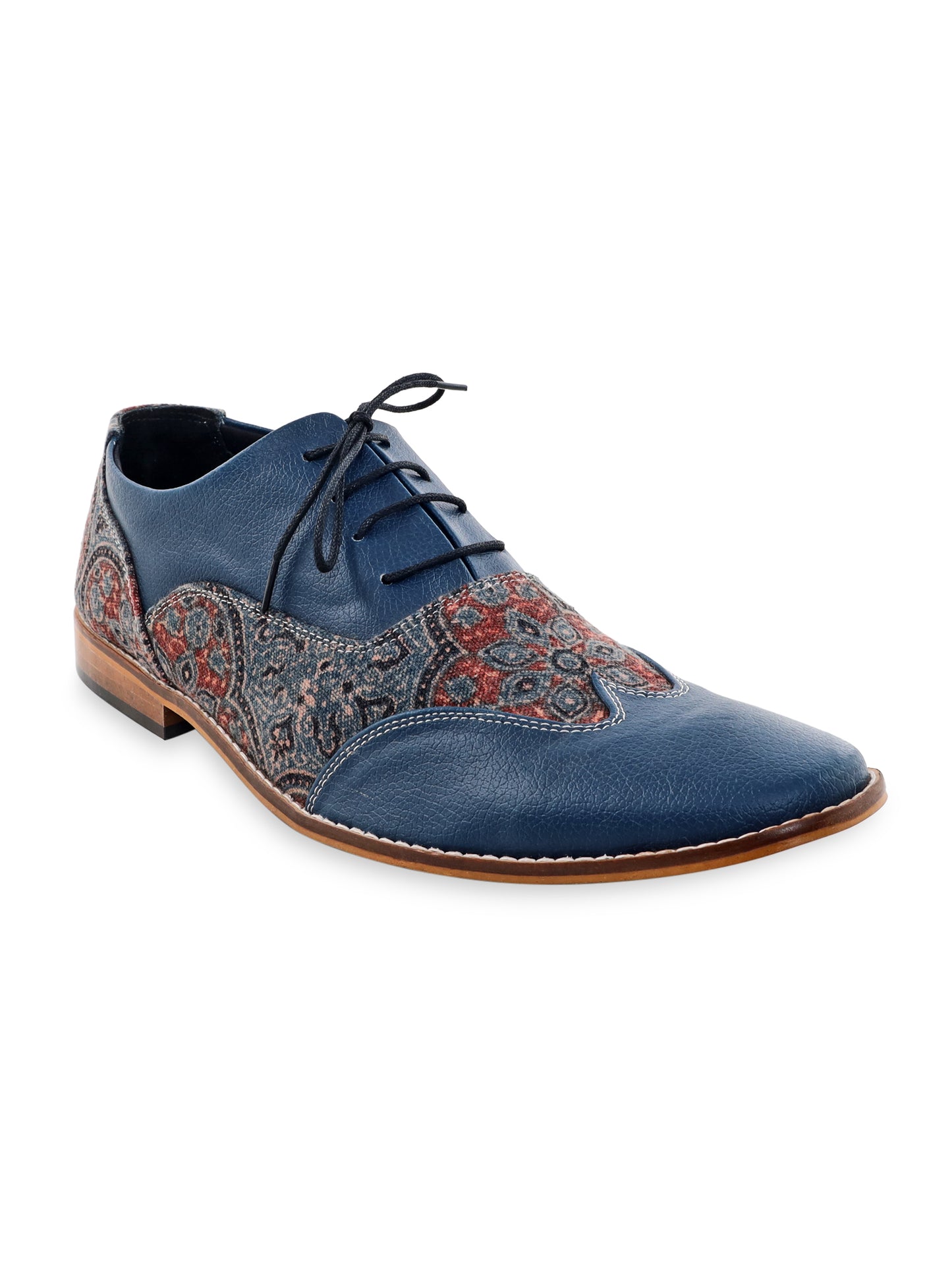 Navy Ajrakh Block Brogues