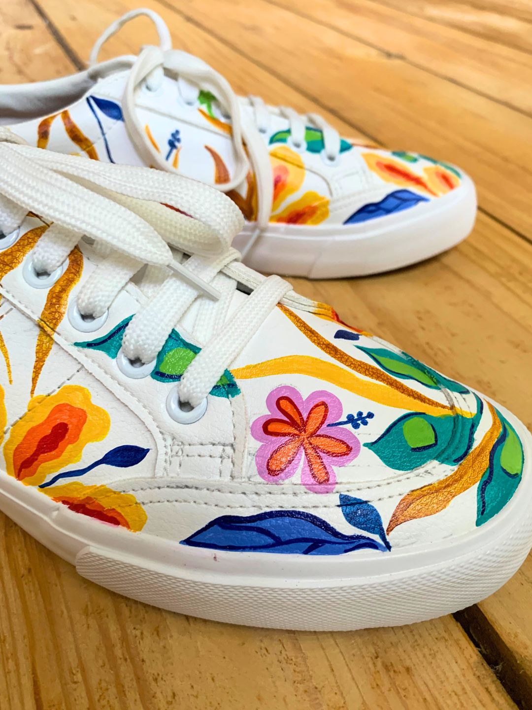 Multicolour Hand Painted Flat Sneakers