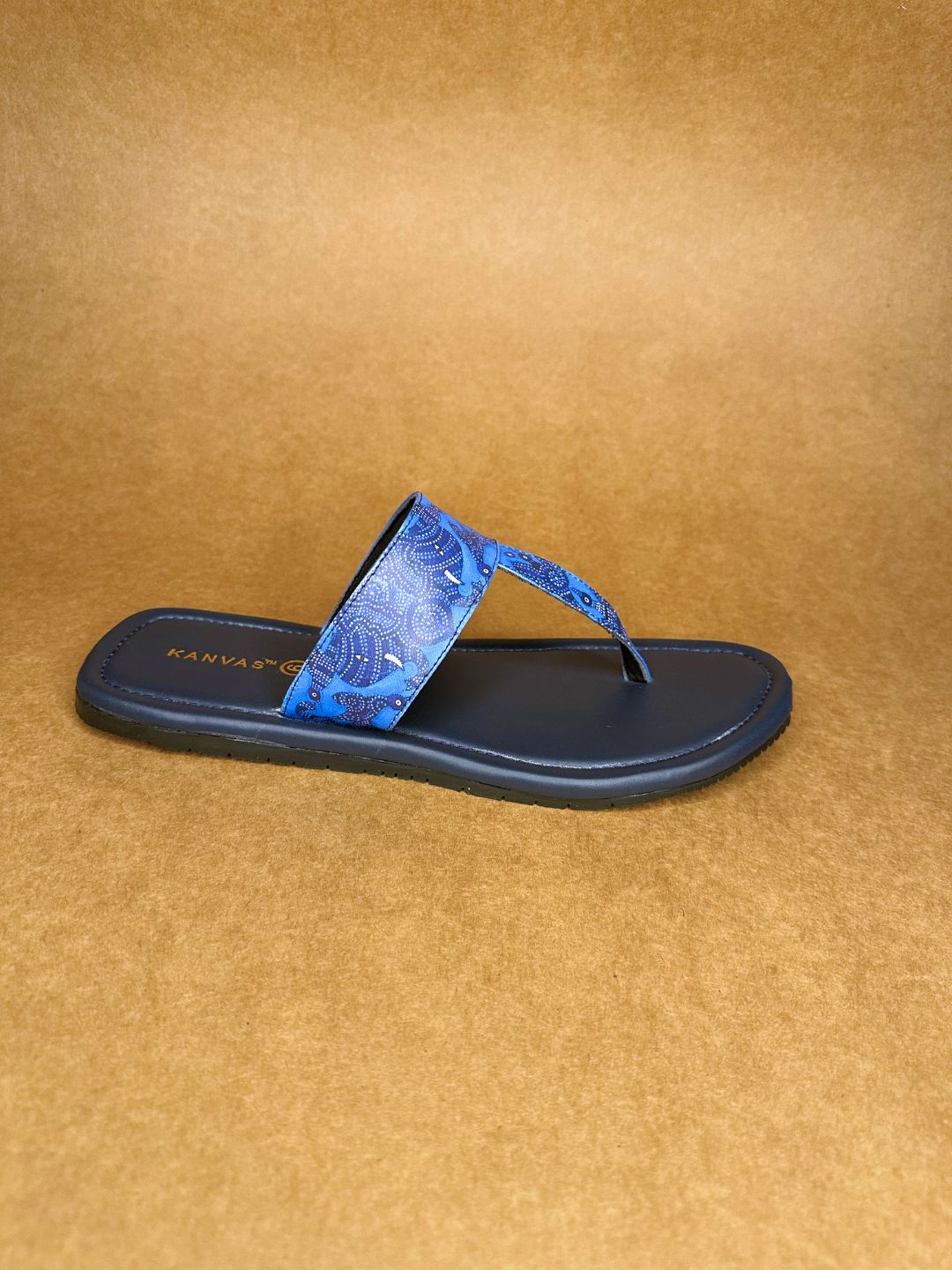 Royal Blue Bhil Art Chappals