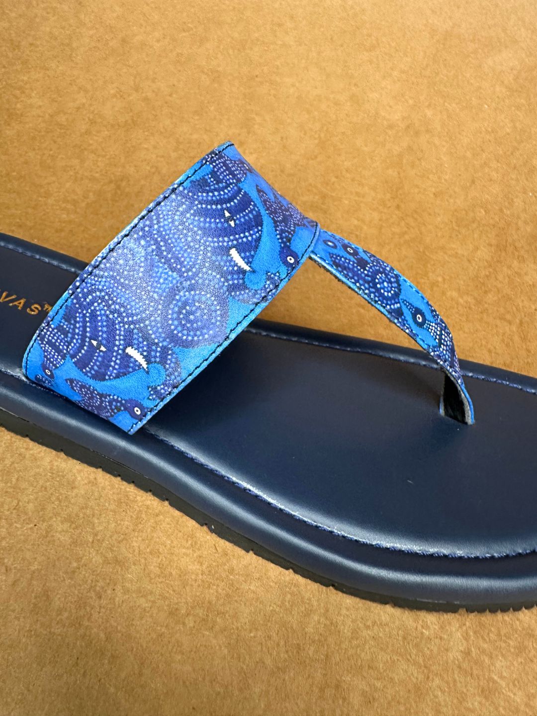 Royal Blue Bhil Art Chappals