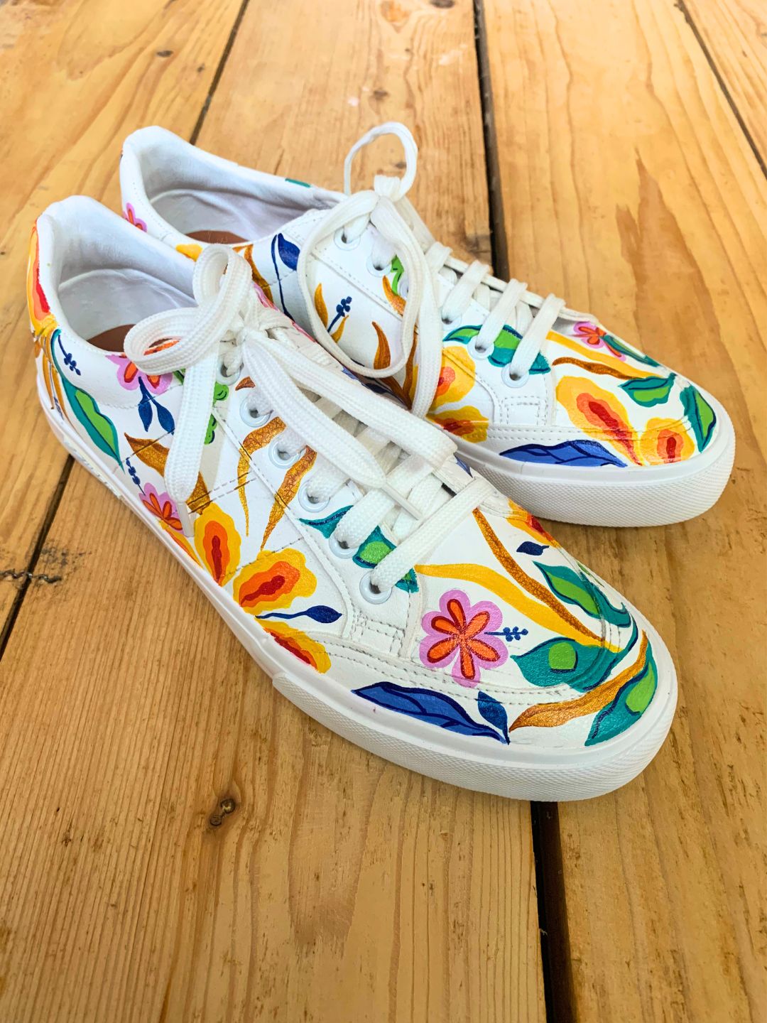 Multicolour Hand Painted Flat Sneakers