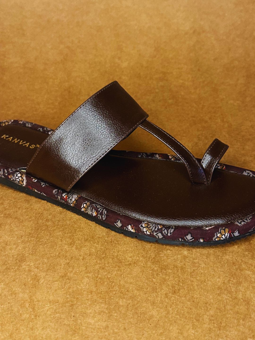 Designer Brown Block Print Chappals