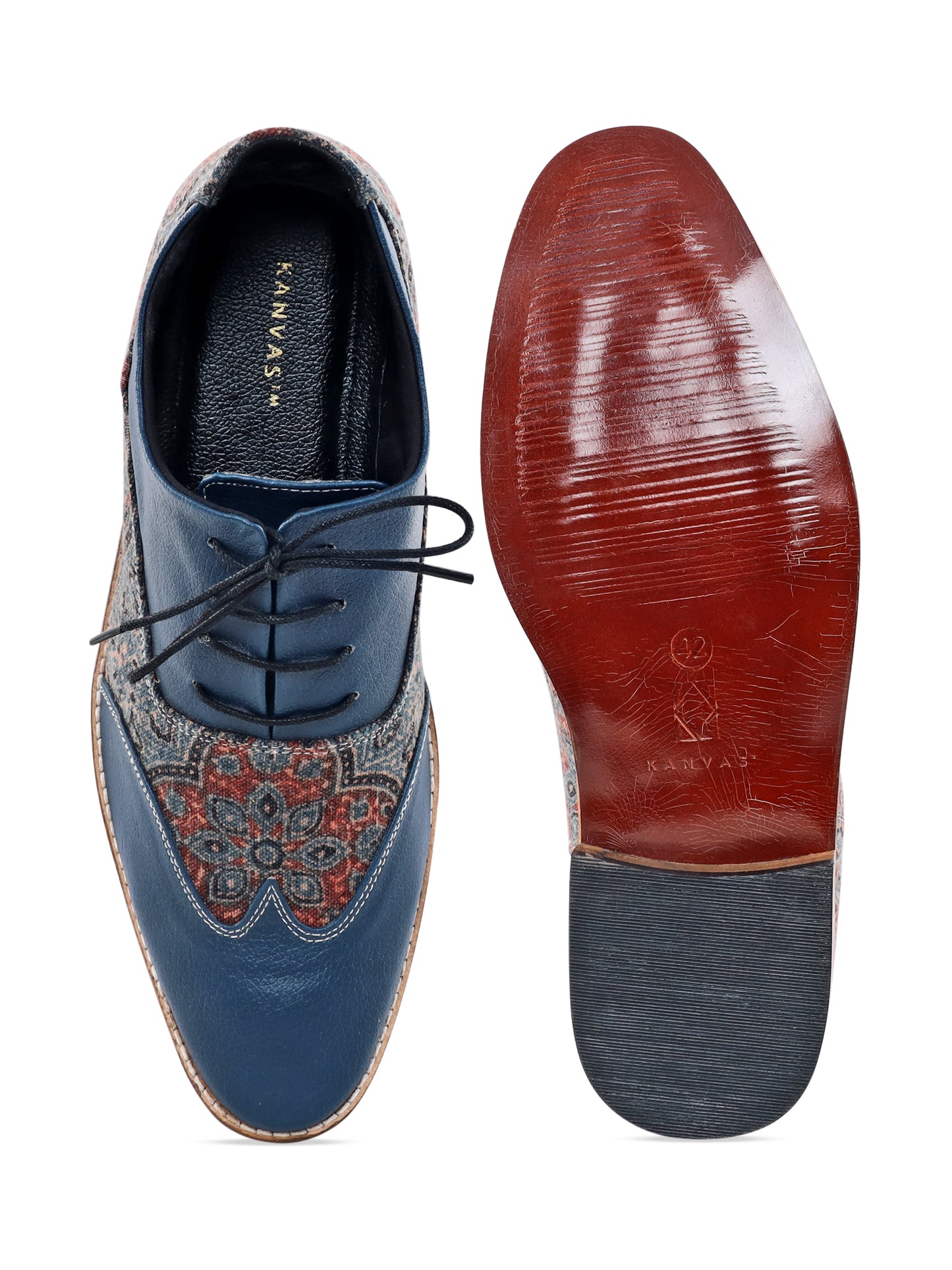 Navy Ajrakh Block Brogues