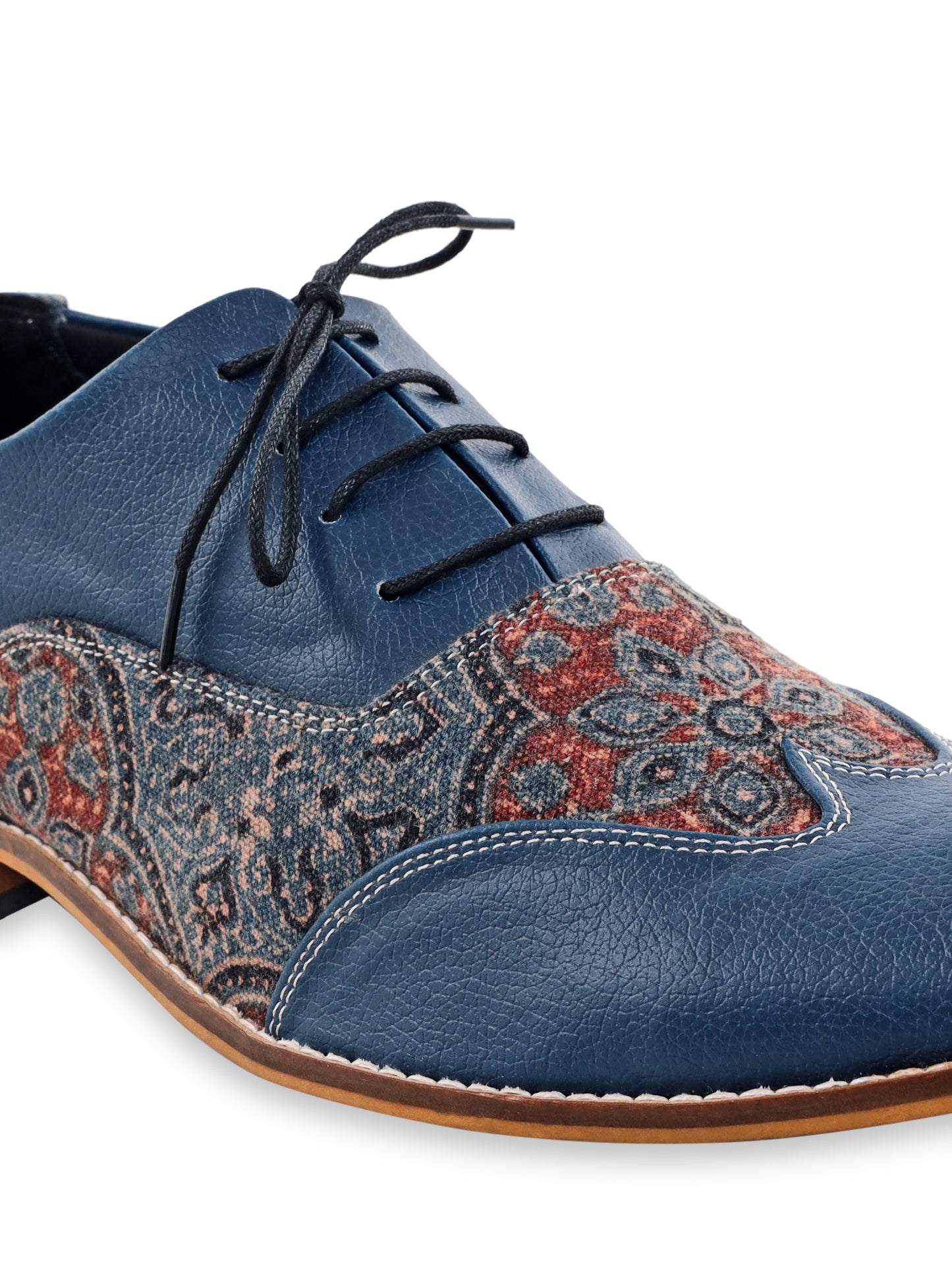 Navy Ajrakh Block Brogues