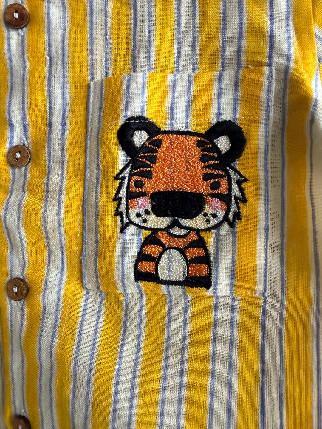 Kids Cotton Linen Co-ord Set -Yellow Stripped Print