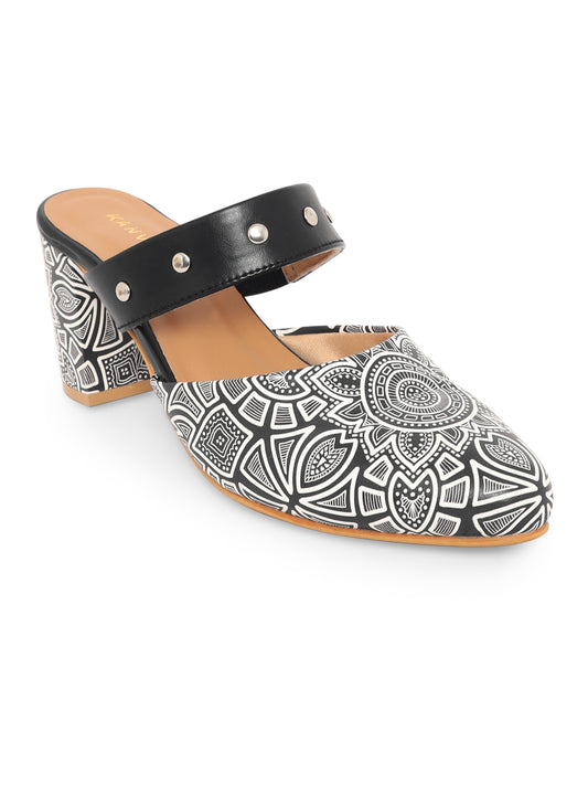 Diana Black Design Block Heels