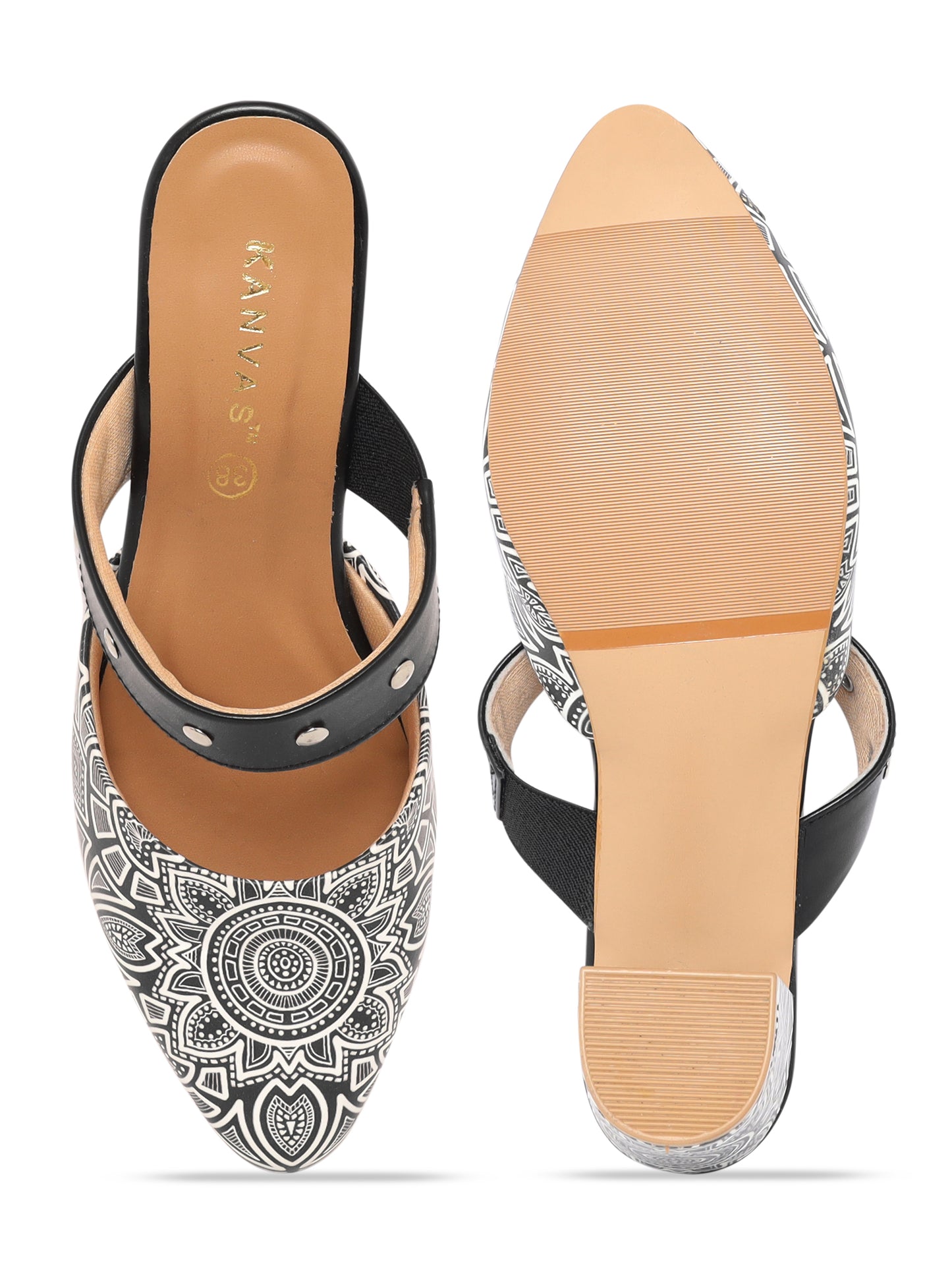 Diana Black Design Block Heels