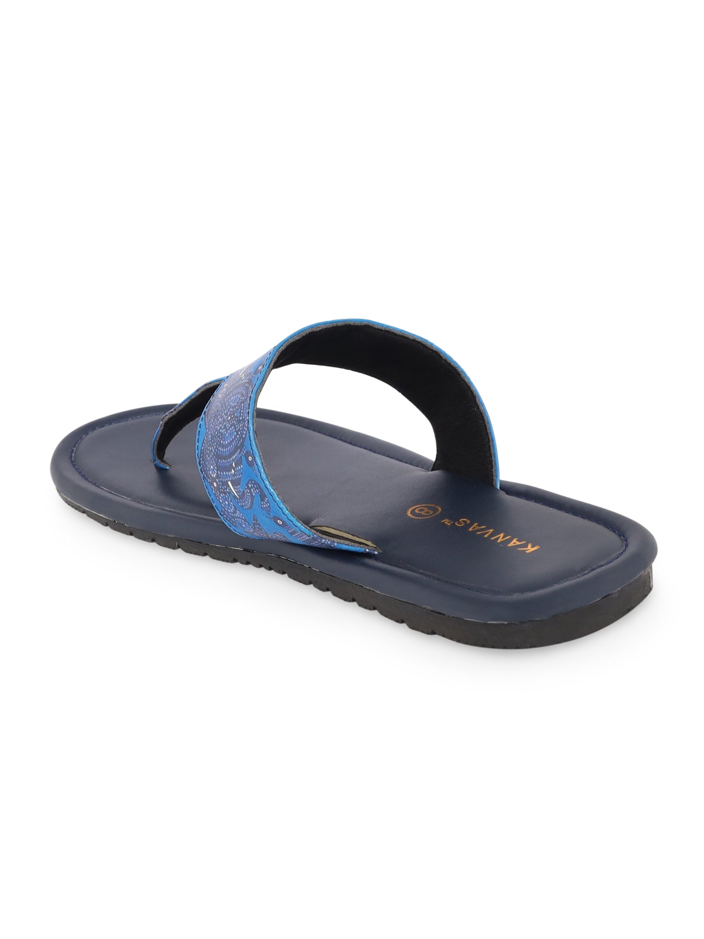 Royal Blue Bhil Art Chappals