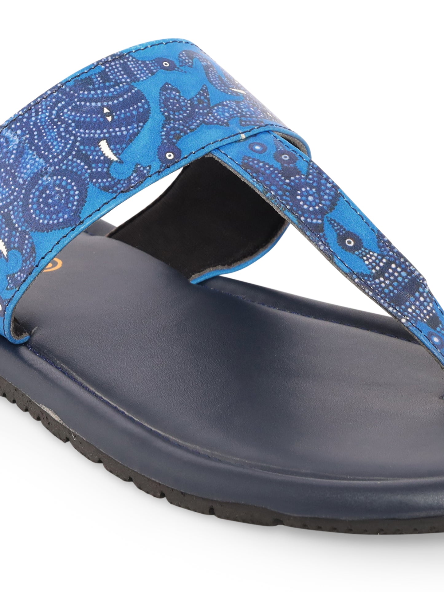 Royal Blue Bhil Art Chappals
