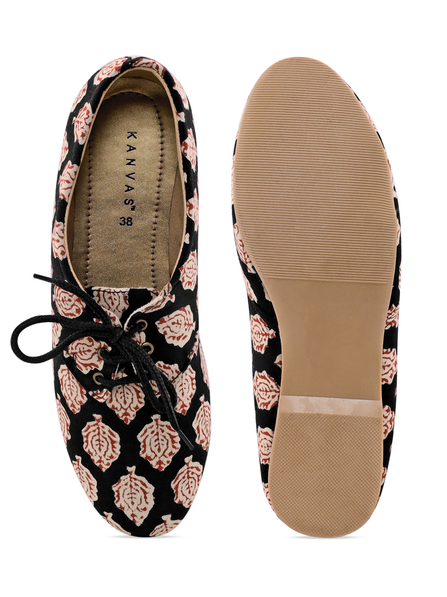 Black Block Print Art Oxfords