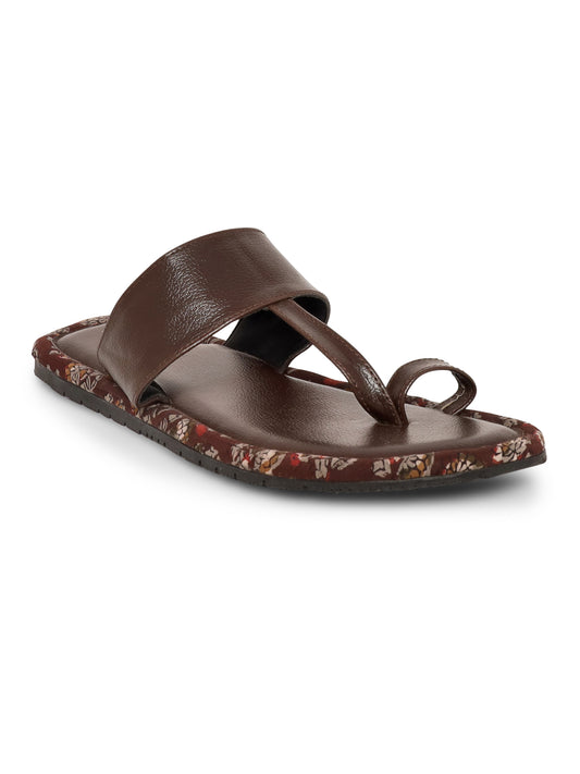Designer Brown Block Print Chappals