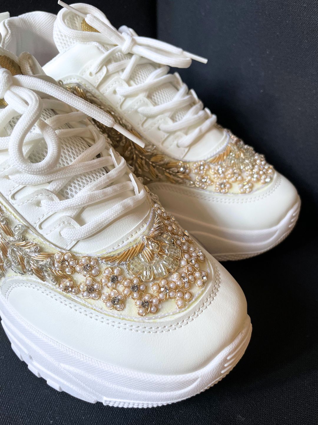 Gold & Silver Pearl Work Sneakers