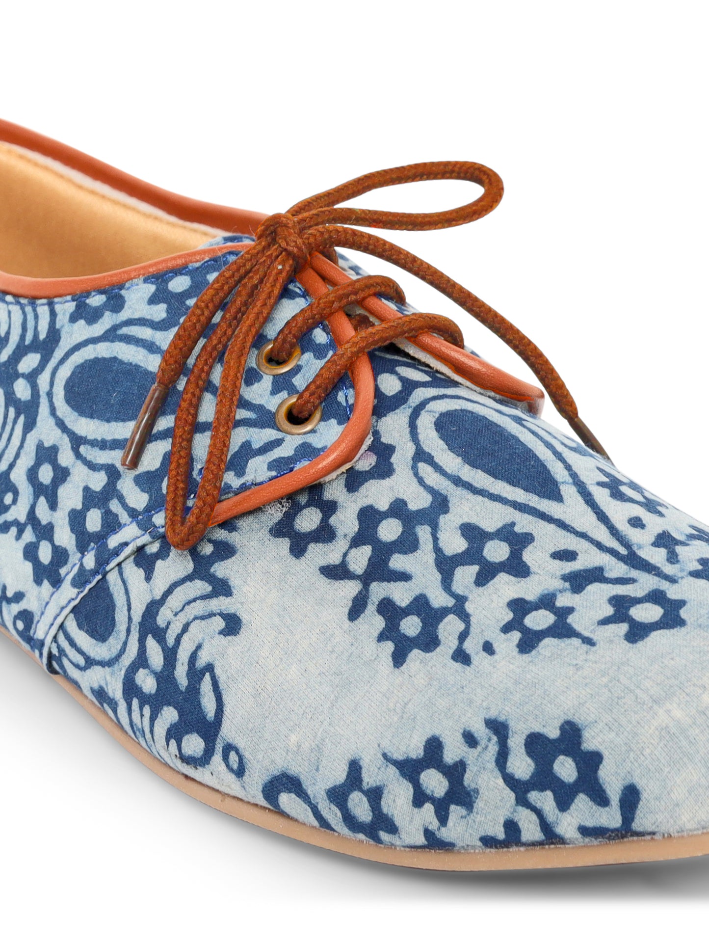 Blue Dabu Print Casual Oxfords