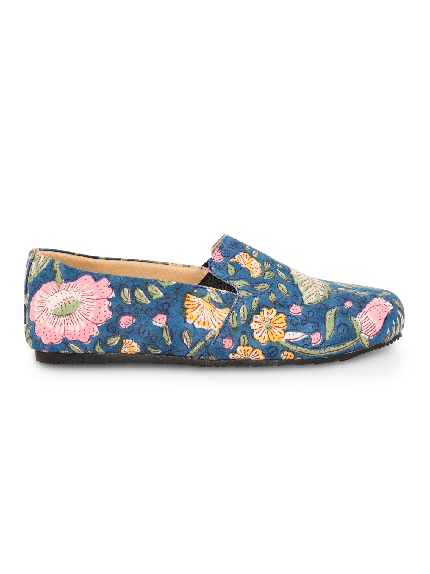 Blue Floral Moccasins